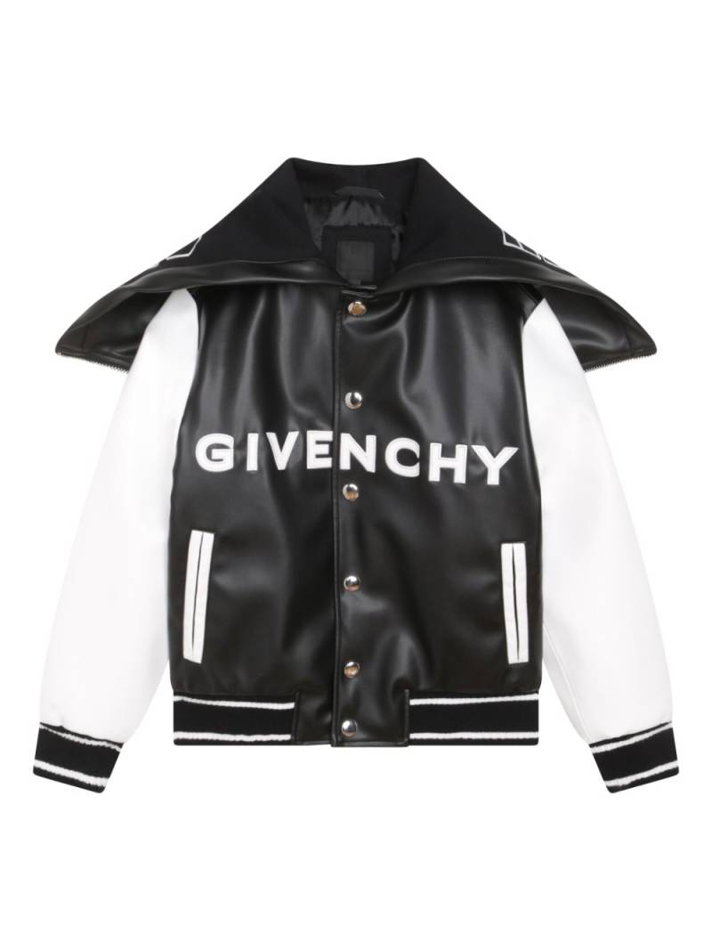 Givenchy Kids logo-patch hooded bomber jacket - Black von Givenchy Kids