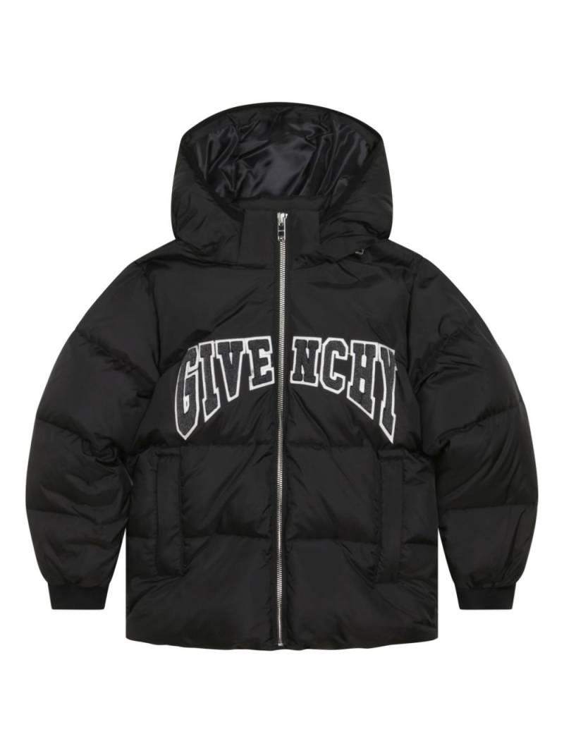 Givenchy Kids logo-patch hooded padded jacket - Black von Givenchy Kids