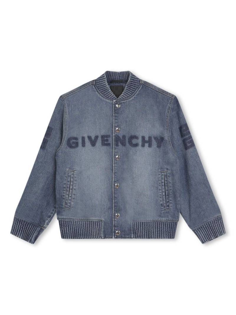 Givenchy Kids logo-print denim bomber jacket - Blue von Givenchy Kids