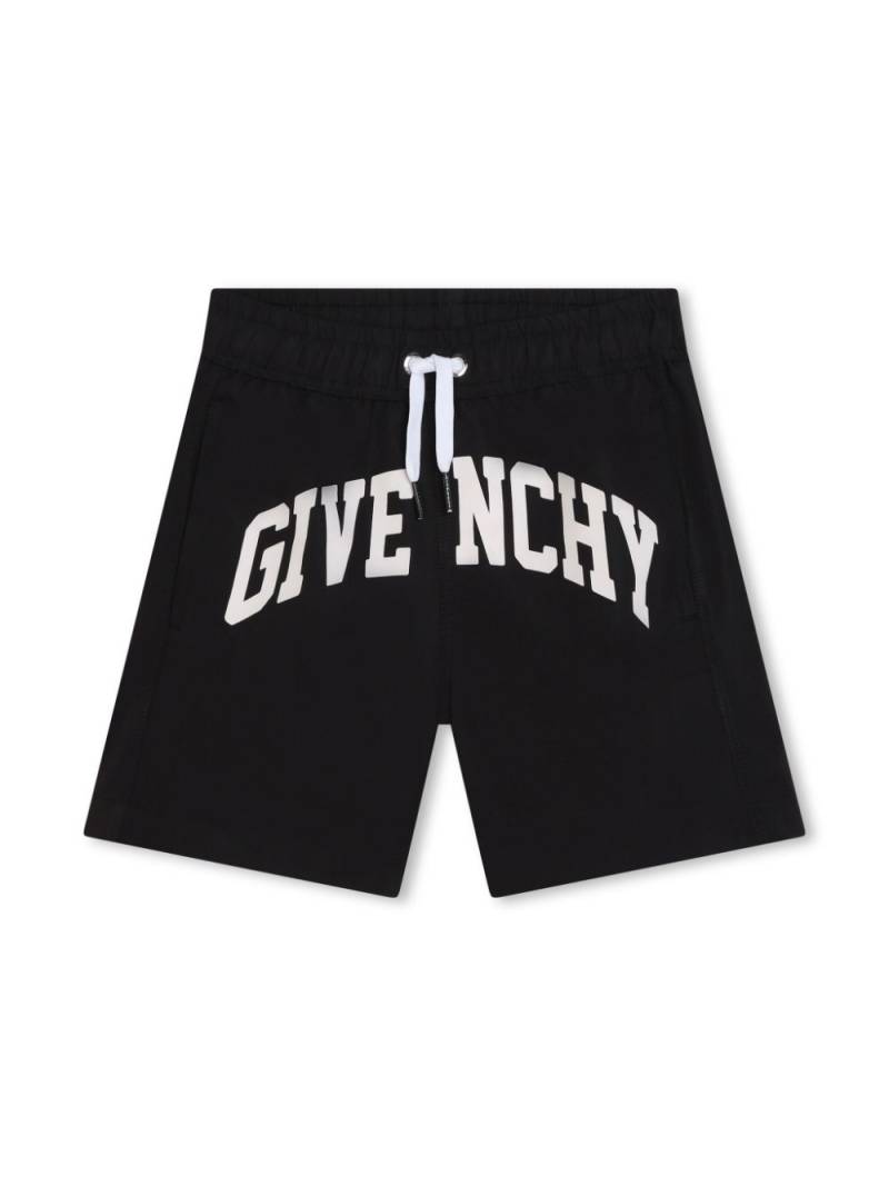 Givenchy Kids logo-print eyelet-detailing swim shorts - Black von Givenchy Kids