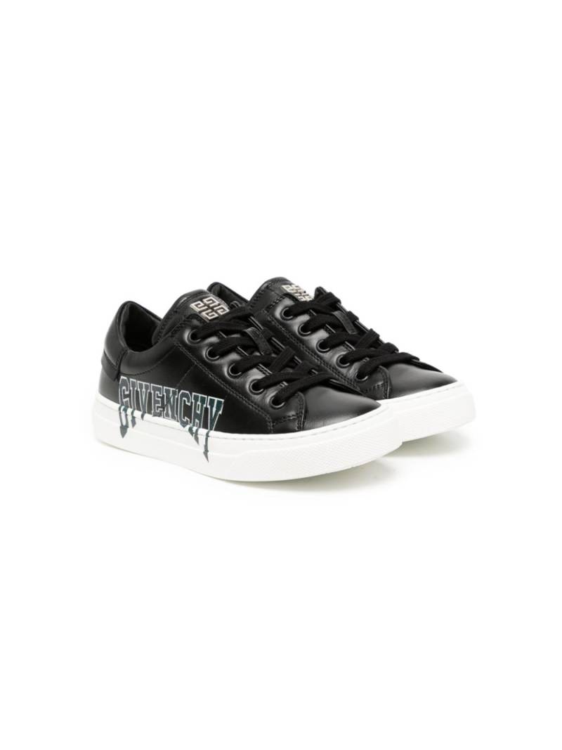 Givenchy Kids logo-print leather sneakers - Black von Givenchy Kids