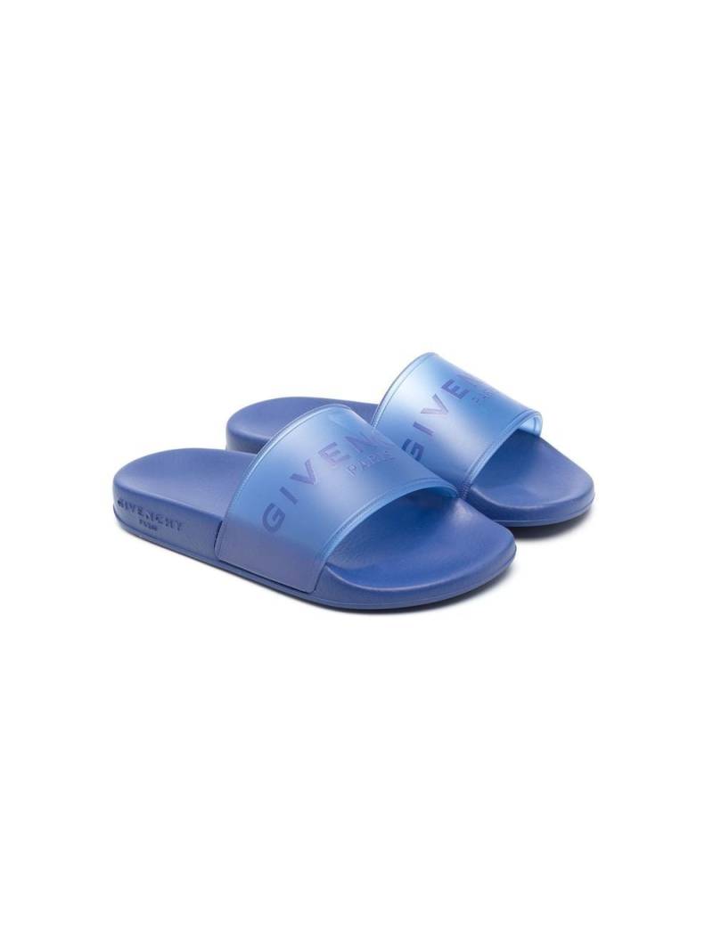 Givenchy Kids logo-print slide on sandals - Blue von Givenchy Kids