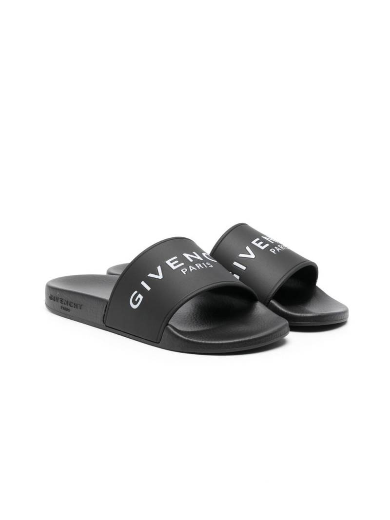 Givenchy Kids logo-print sliders - Black von Givenchy Kids