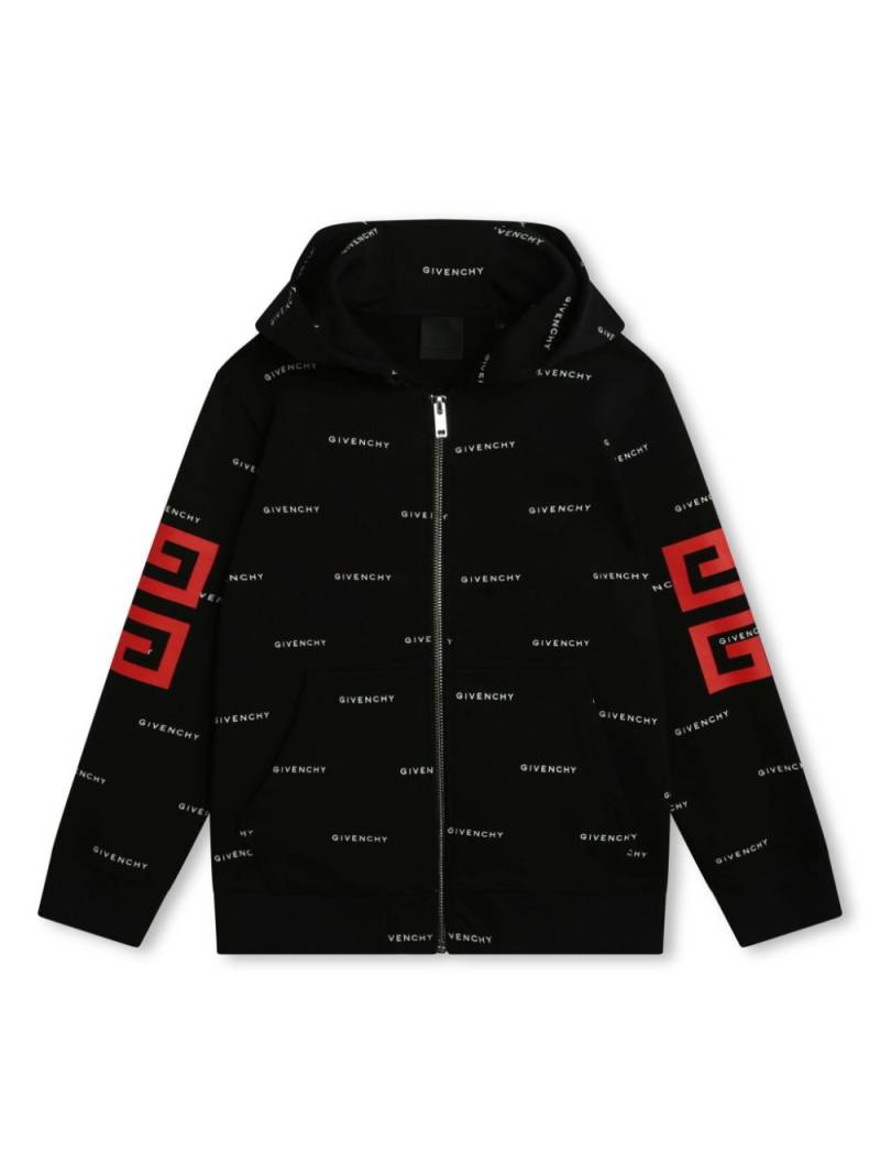 Givenchy Kids logo-print zip-up hoodie - Black von Givenchy Kids