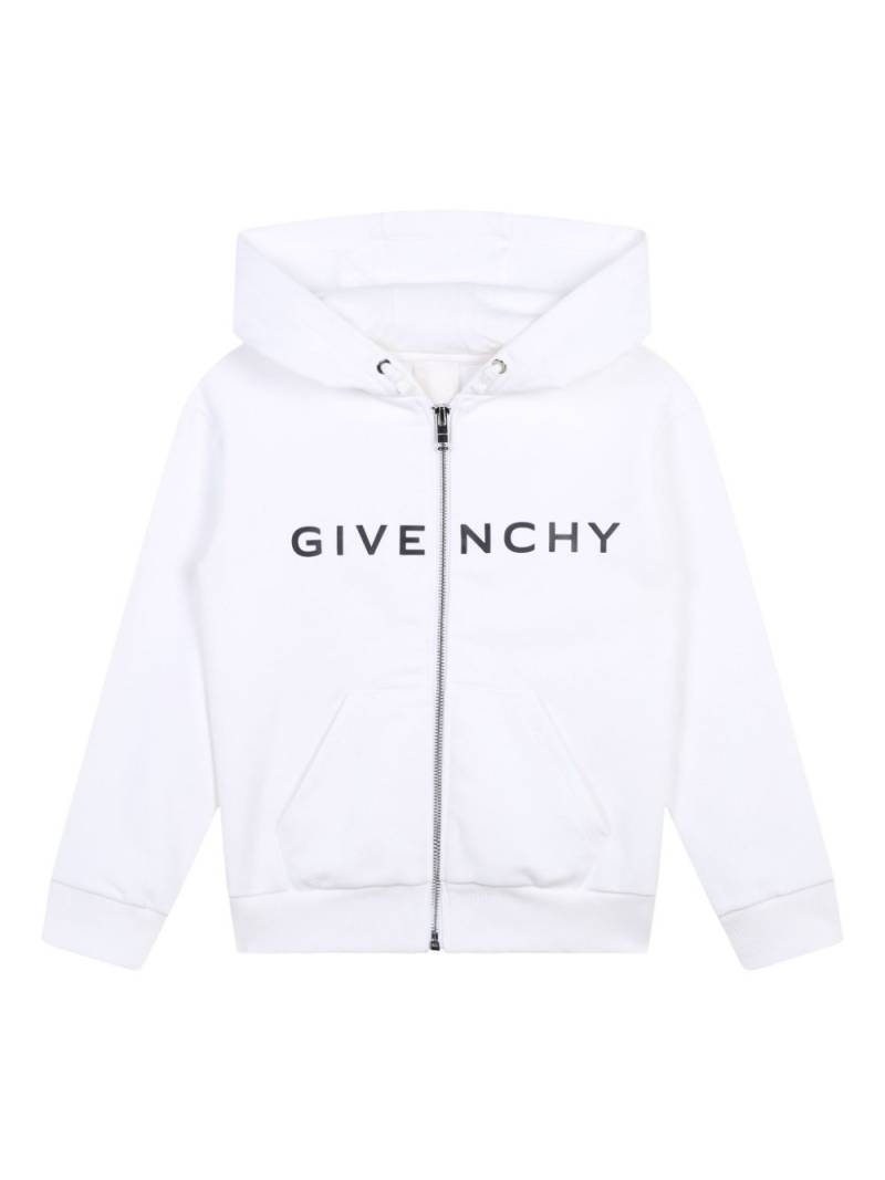 Givenchy Kids logo-print zip-up hoodie - White von Givenchy Kids