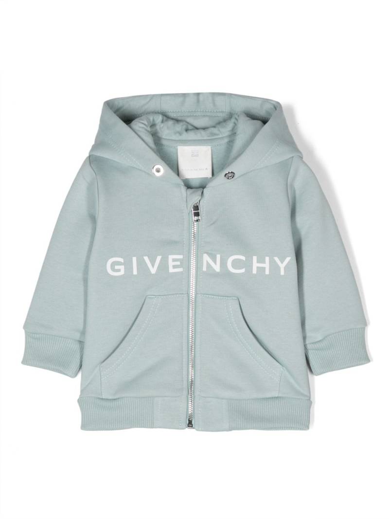 Givenchy Kids logo-print zipped cardigan - Blue von Givenchy Kids