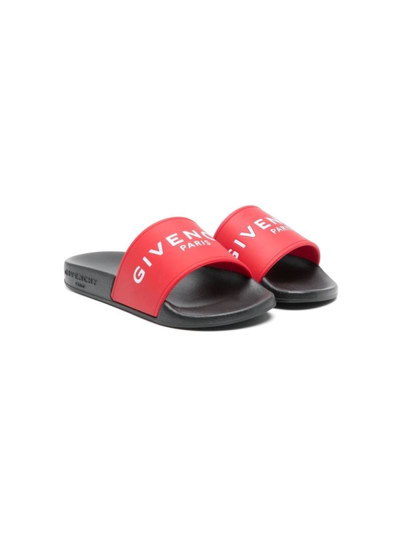 Givenchy Kids loog-print sliders - Red von Givenchy Kids