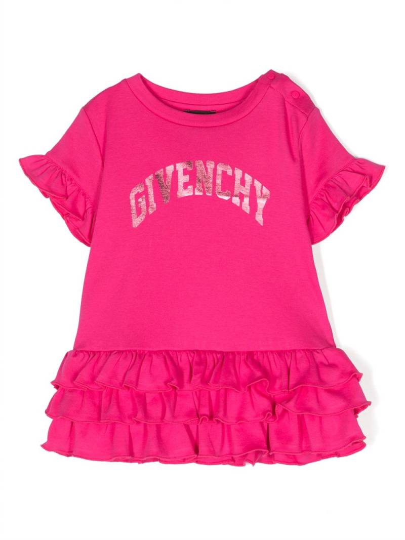 Givenchy Kids metallic-logo print dress - Pink von Givenchy Kids