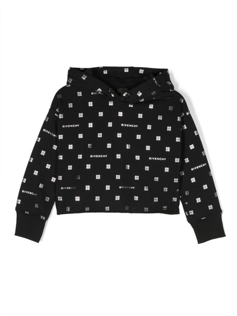 Givenchy Kids monogram-print drawstring hoodie - Black von Givenchy Kids