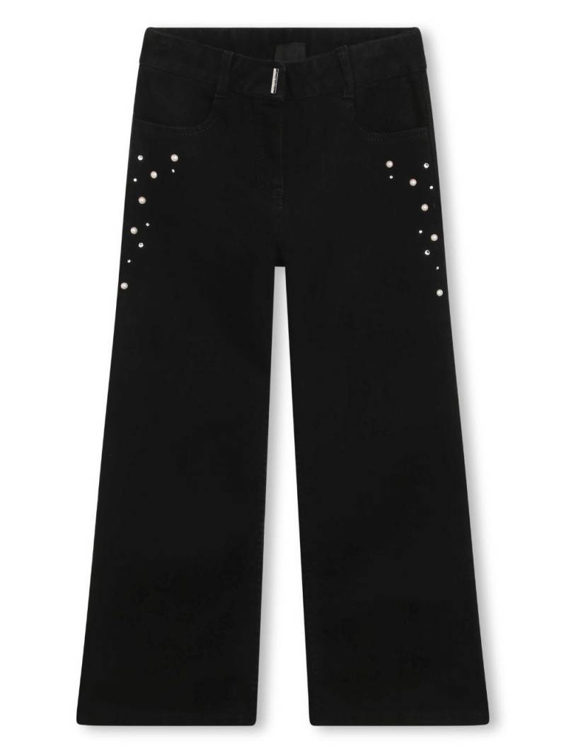 Givenchy Kids pearl-embellishment wide-leg jeans - Black von Givenchy Kids