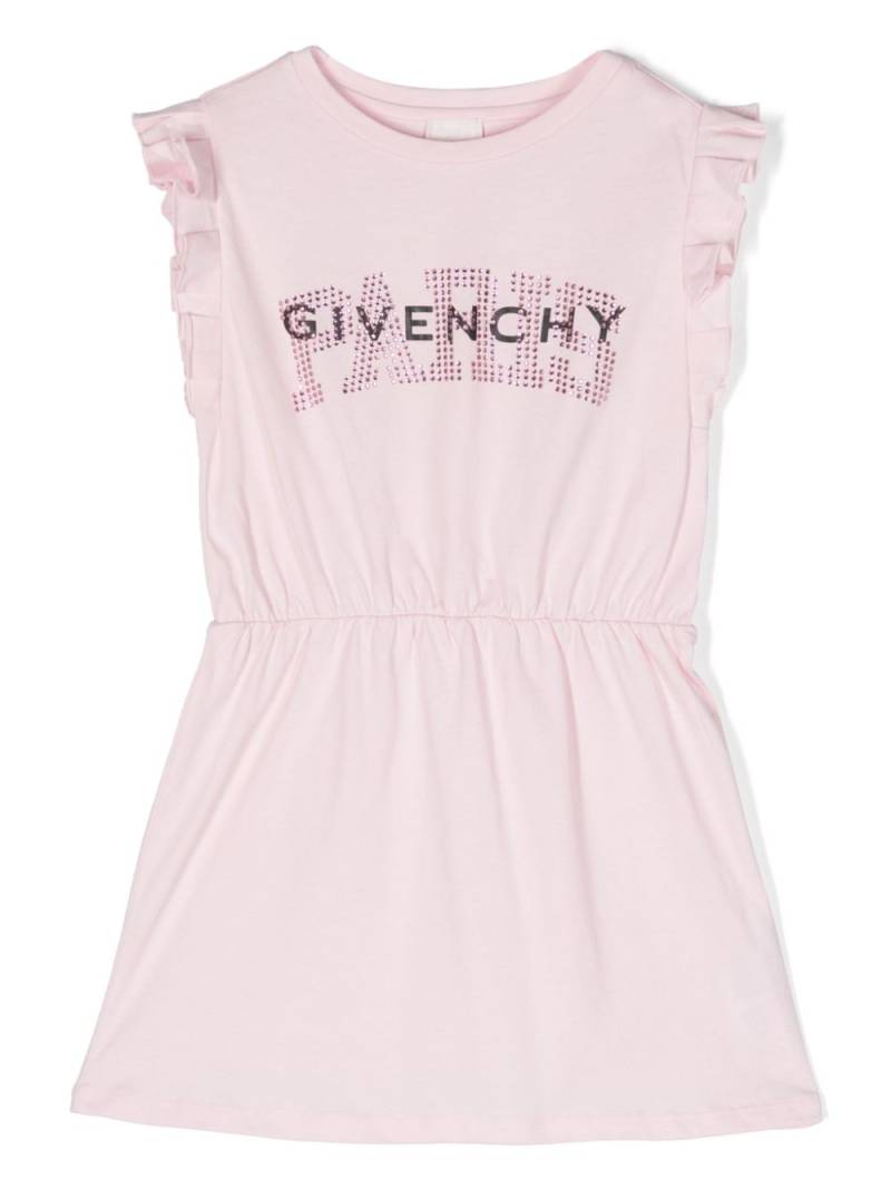 Givenchy Kids rhinestoned ruffled logo-print dress - Pink von Givenchy Kids