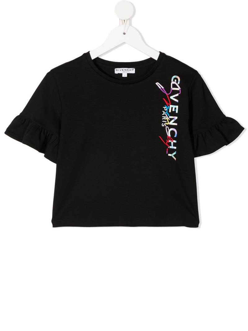 Givenchy Kids ruffle-cuff cotton T-shirt - Black von Givenchy Kids