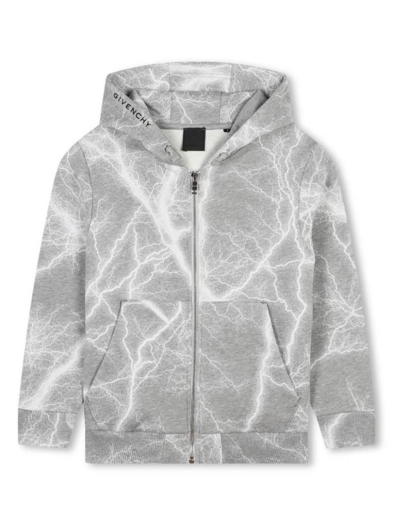 Givenchy Kids storm-print zip-up hoodie - Grey von Givenchy Kids