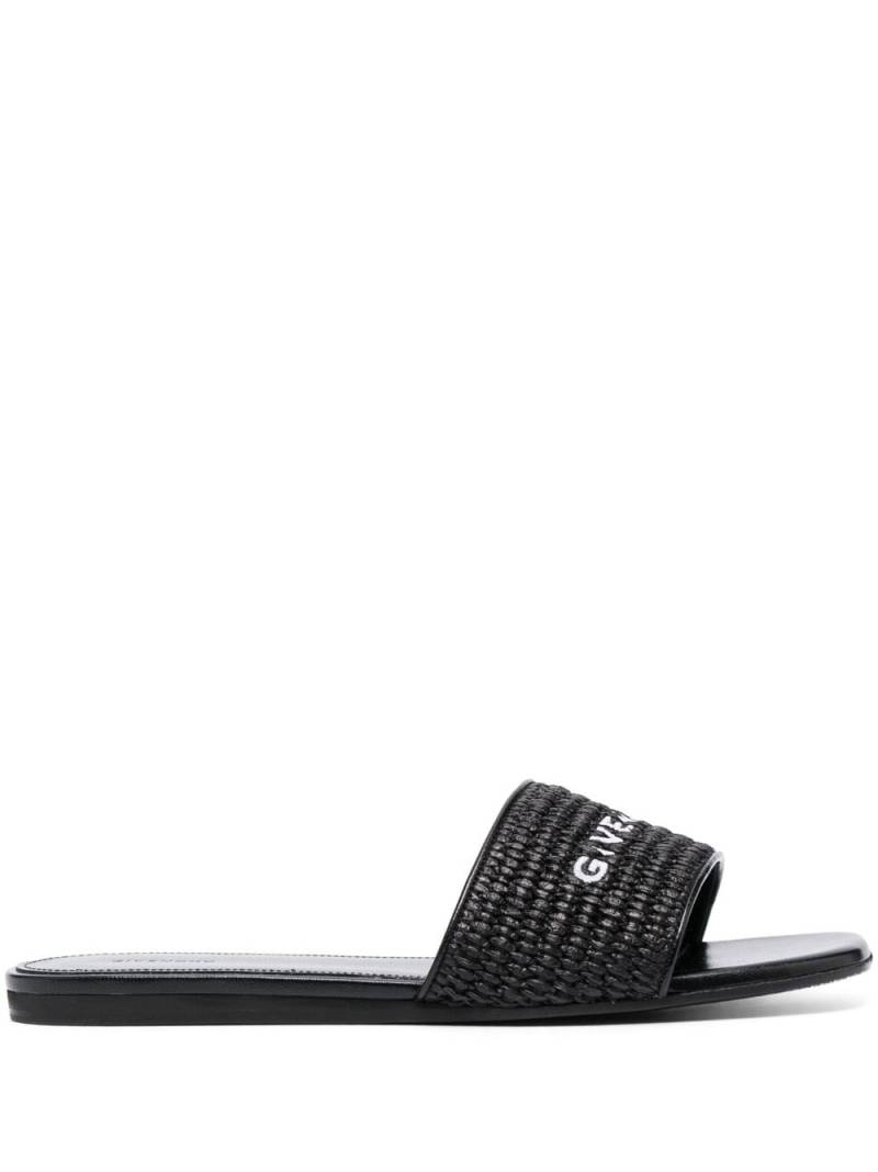 Givenchy 4G woven-raffia flat mules - Black von Givenchy