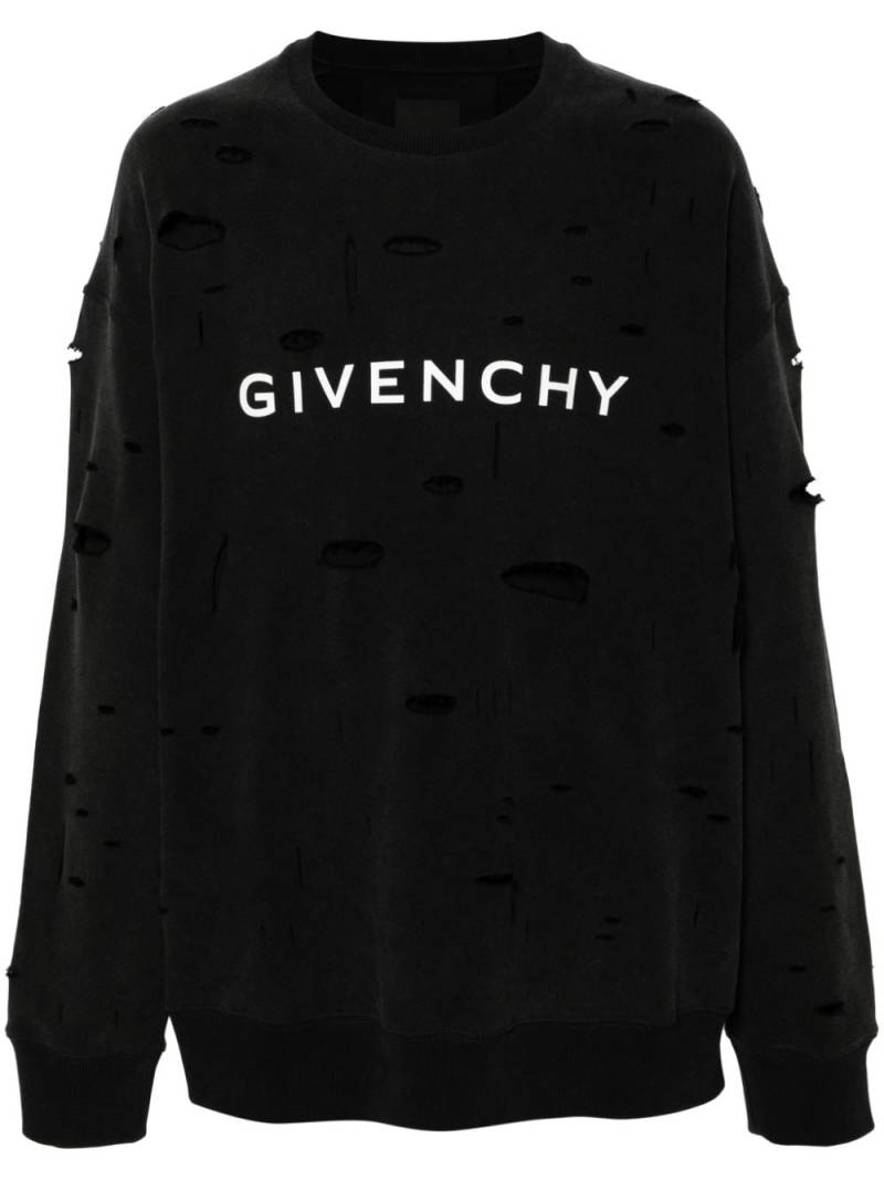 Givenchy Archetype ripped cotton sweatshirt - Black von Givenchy