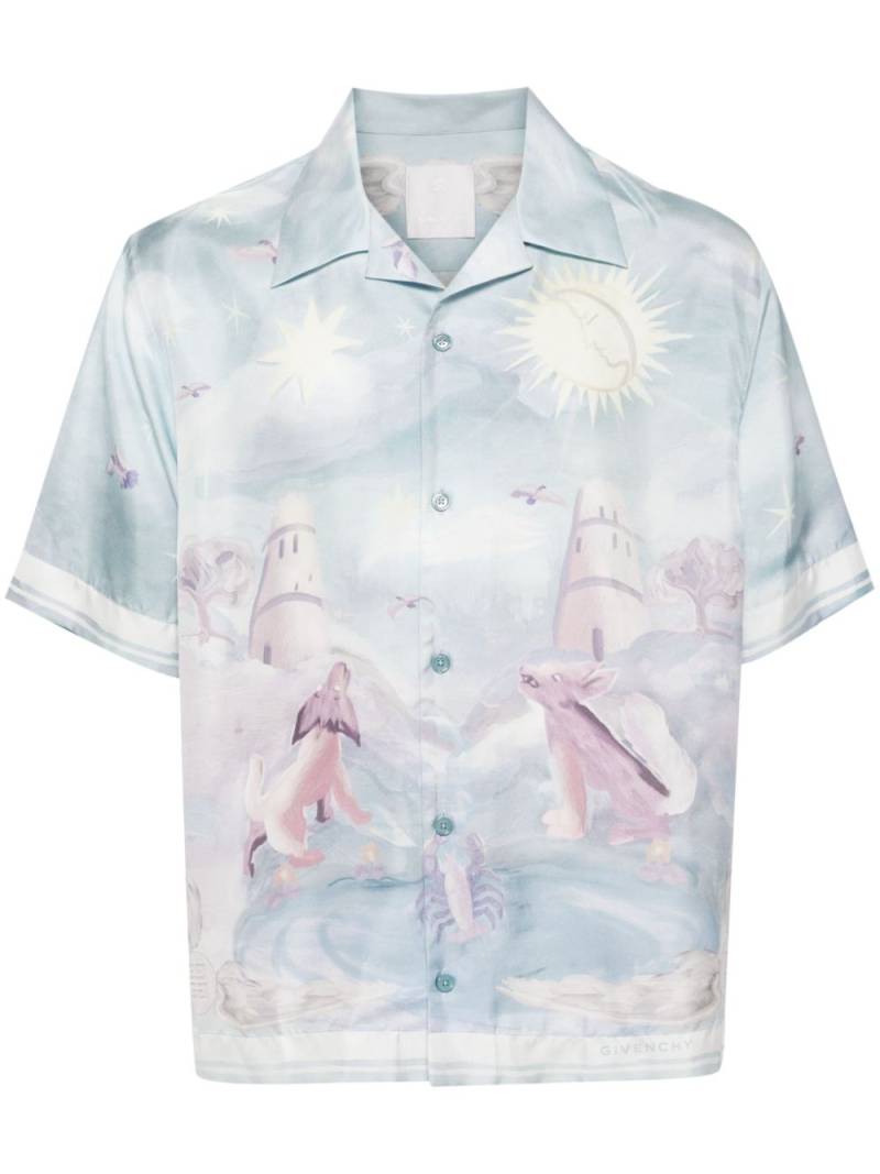 Givenchy boxy fit printed silk shirt - Blue von Givenchy