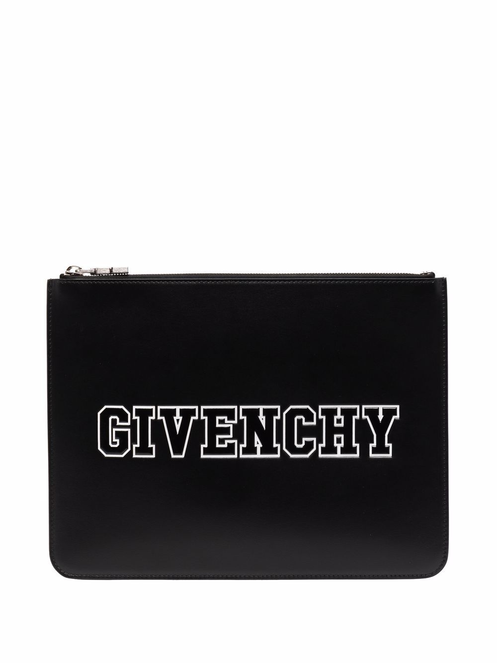 Givenchy embossed-logo leather clutch - Black von Givenchy