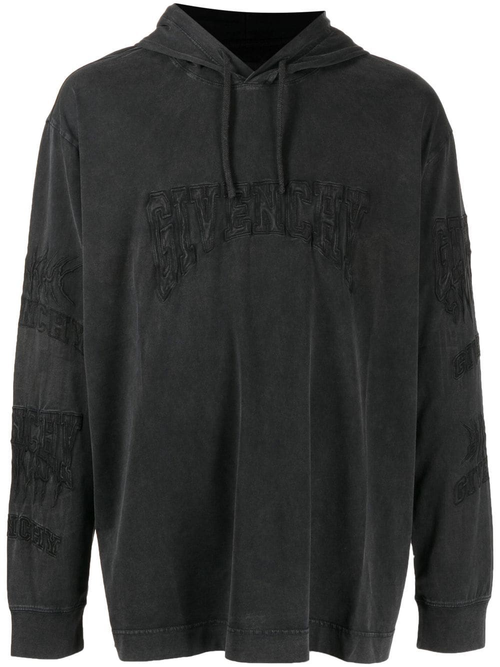 Givenchy embroidered logo faded-effect hoodie - Black von Givenchy