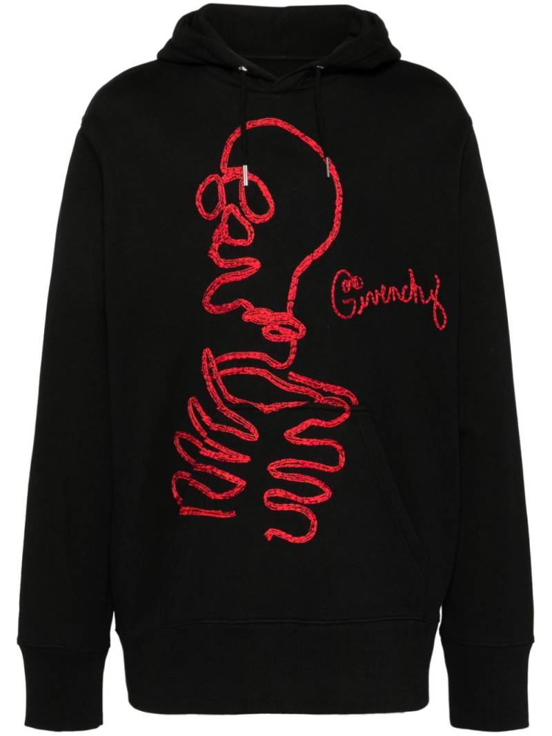 Givenchy graphic embroidered hooded sweatshirt - Black von Givenchy