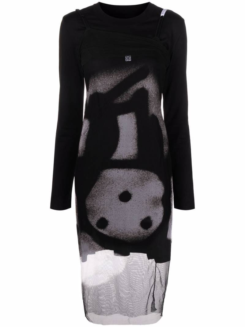 Givenchy graphic-print long-sleeve dress - Black von Givenchy