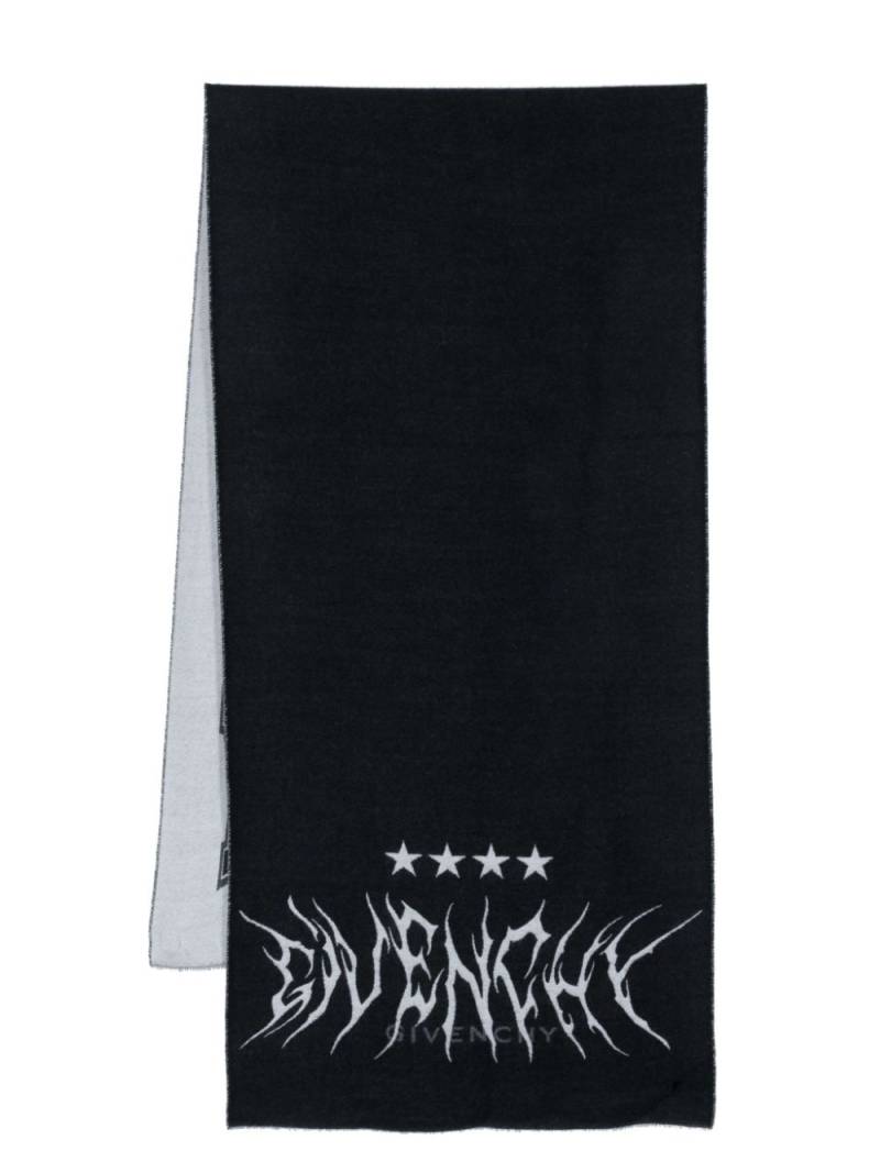 Givenchy intarsia-knit logo scarf - Black von Givenchy