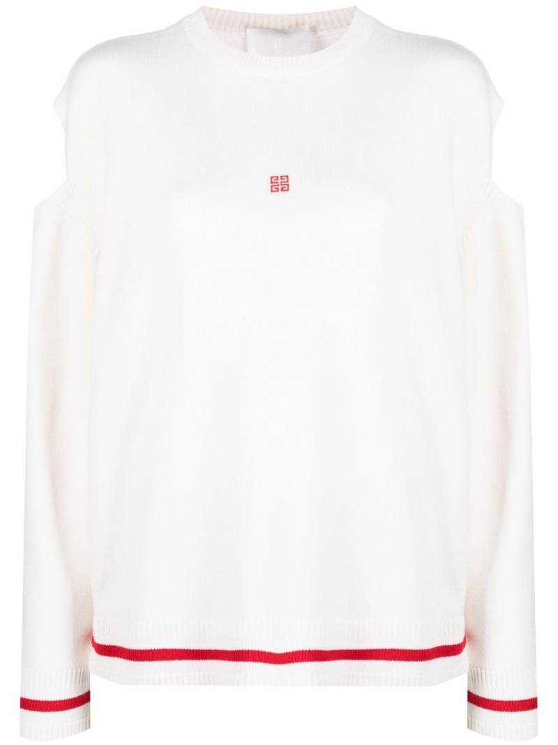 Givenchy intarsia-logo cut-out jumper - White von Givenchy