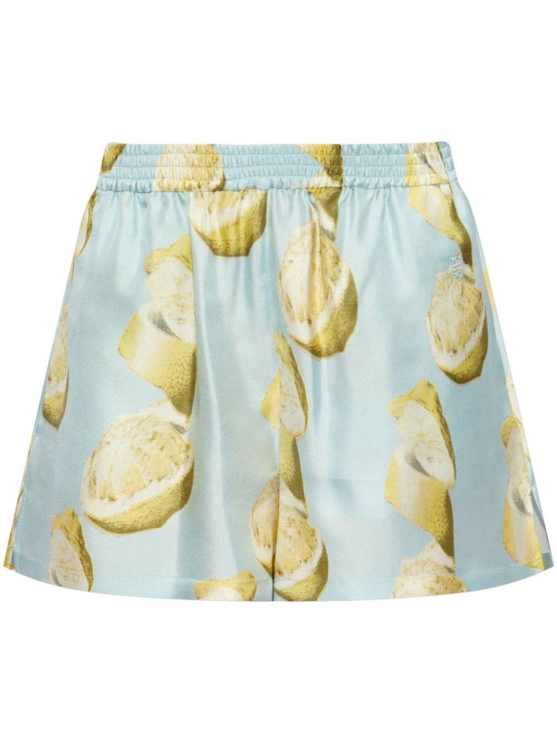 Givenchy lemon print silk shorts - Blue von Givenchy