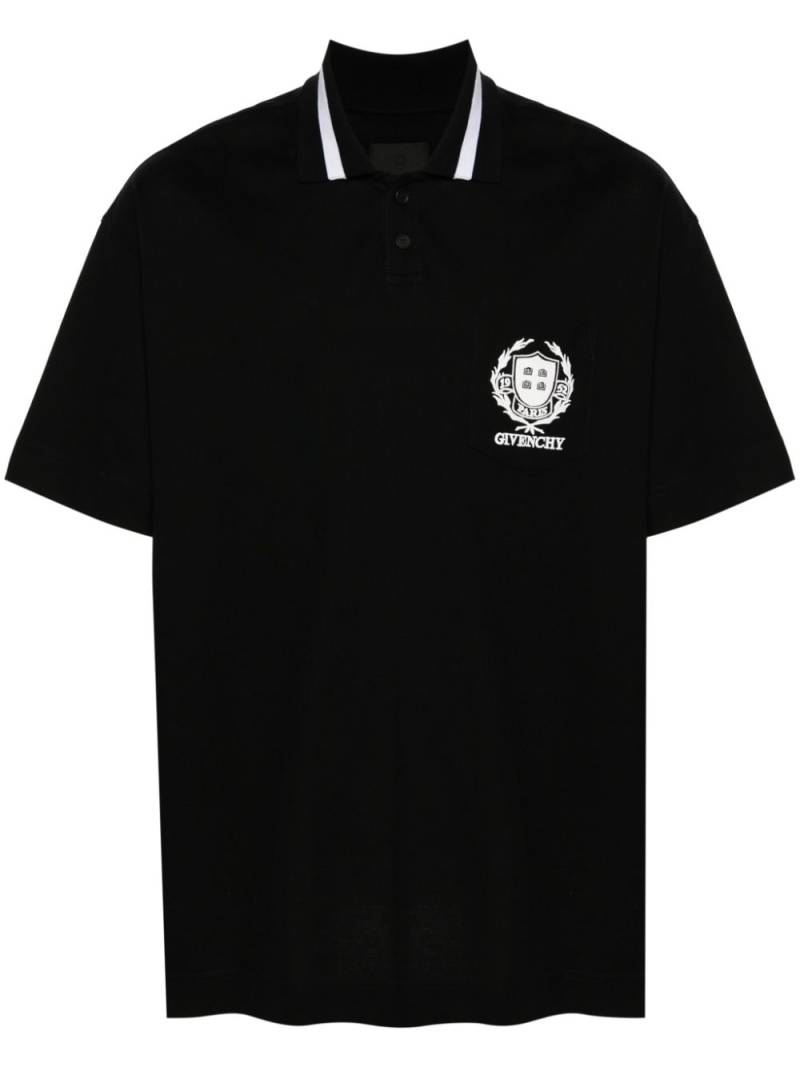 Givenchy logo-embroidered cotton polo shirt - Black von Givenchy