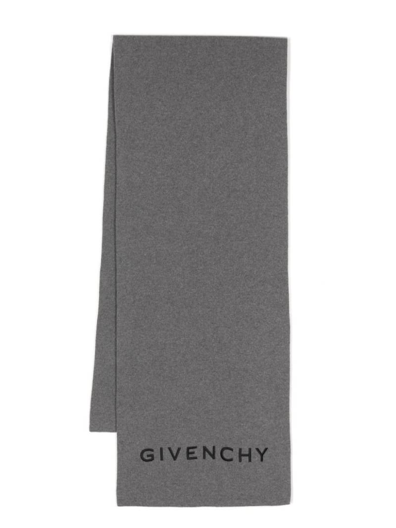 Givenchy logo-embroidered knitted scarf - Grey von Givenchy