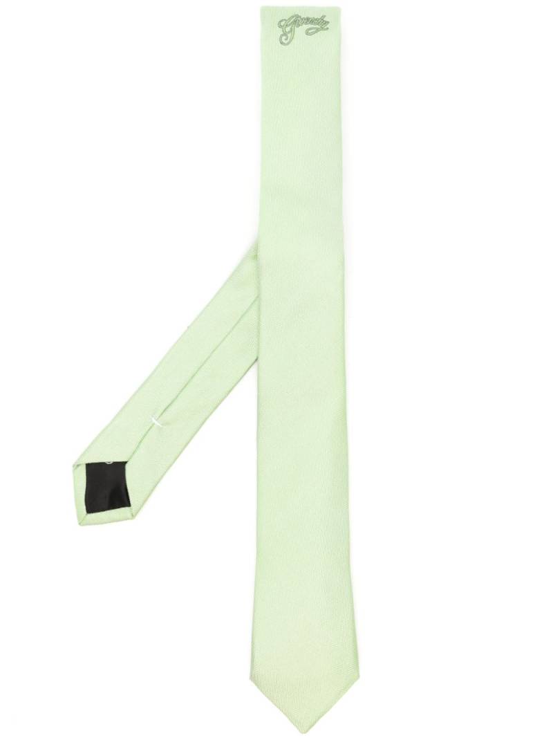 Givenchy logo-embroidered silk tie - Green von Givenchy