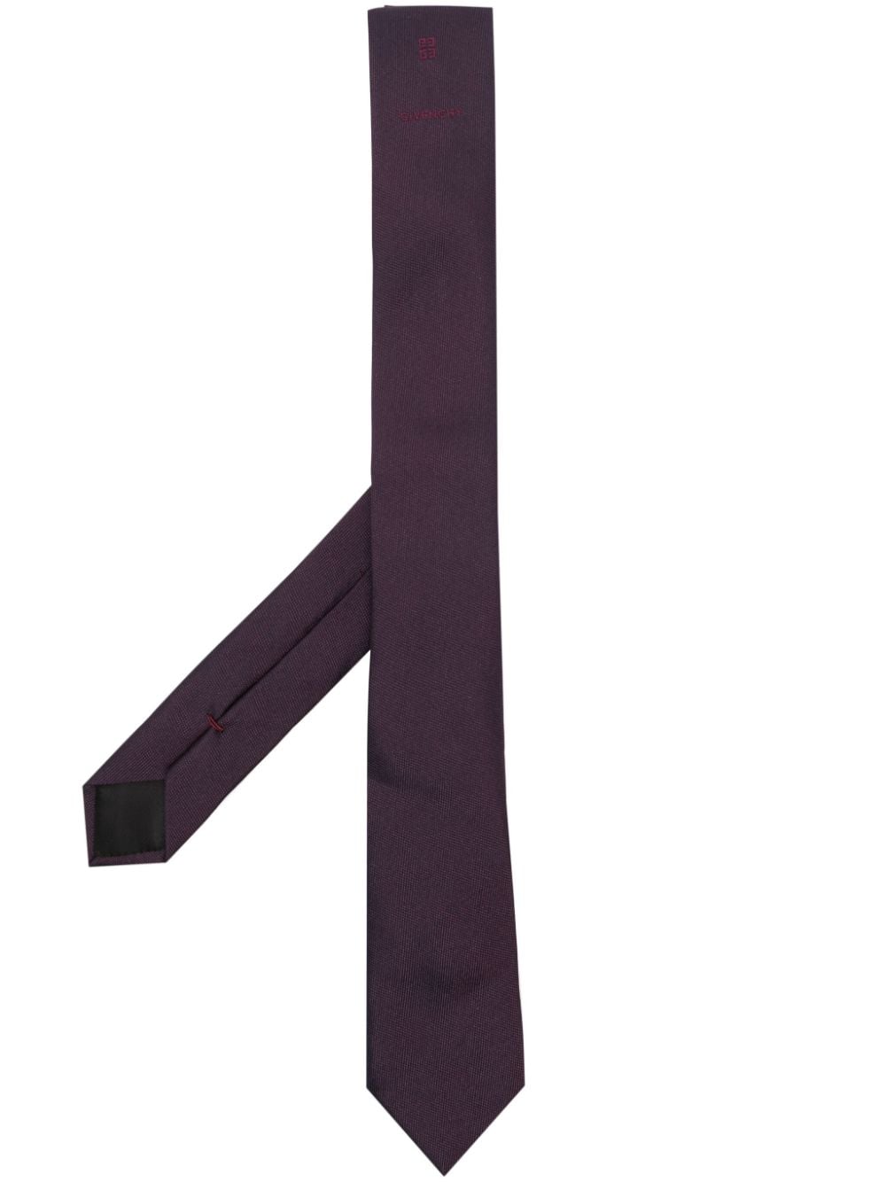 Givenchy logo-embroidered silk tie - Purple von Givenchy