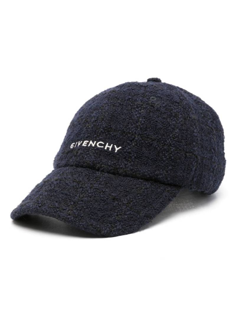 Givenchy logo-embroidered tweed cap - Blue von Givenchy