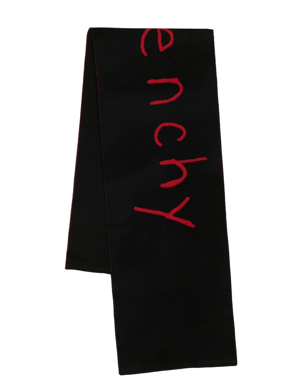 Givenchy logo embroidered wool scarf - Black von Givenchy