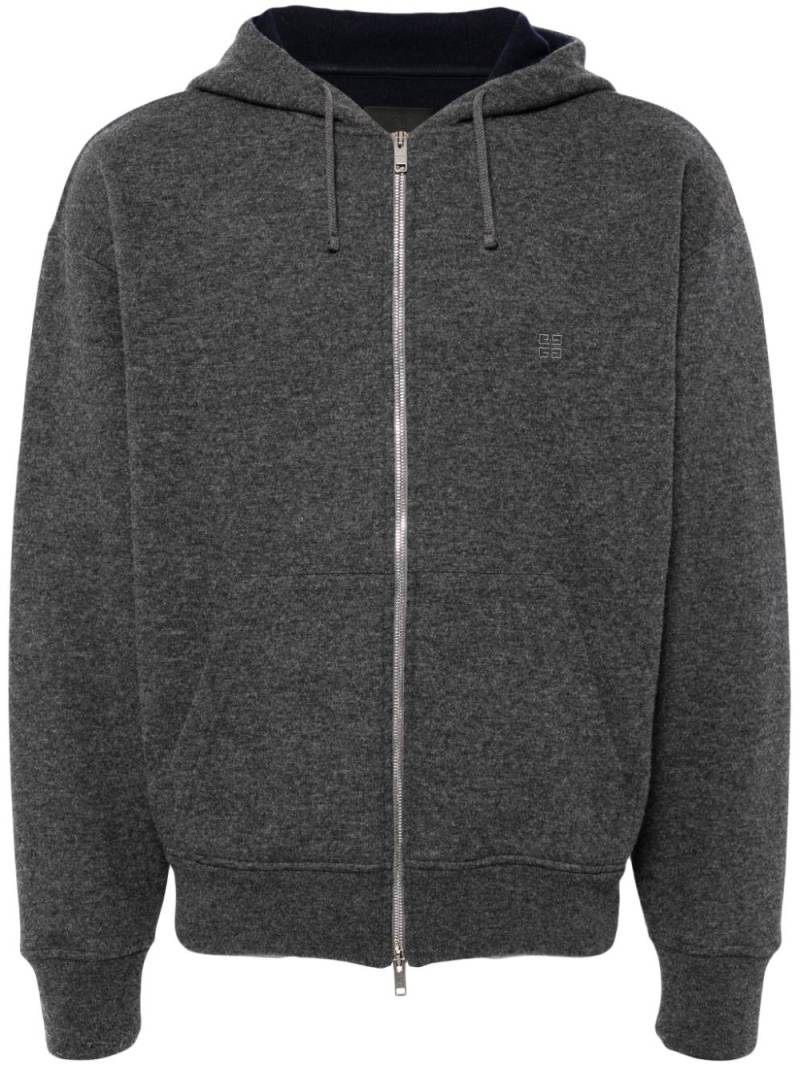 Givenchy logo-embroidered zip-up hoodie - Grey von Givenchy