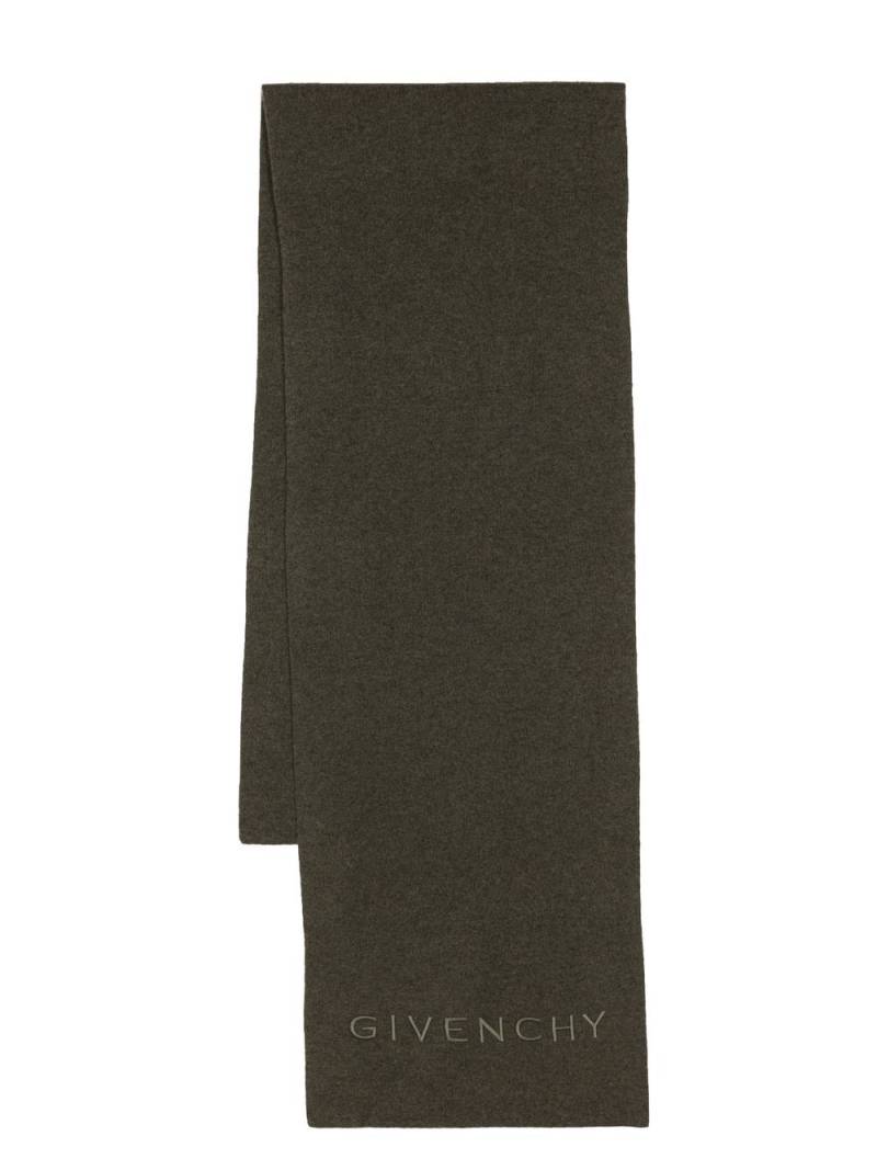 Givenchy logo-embroidery wool scarf - Green von Givenchy