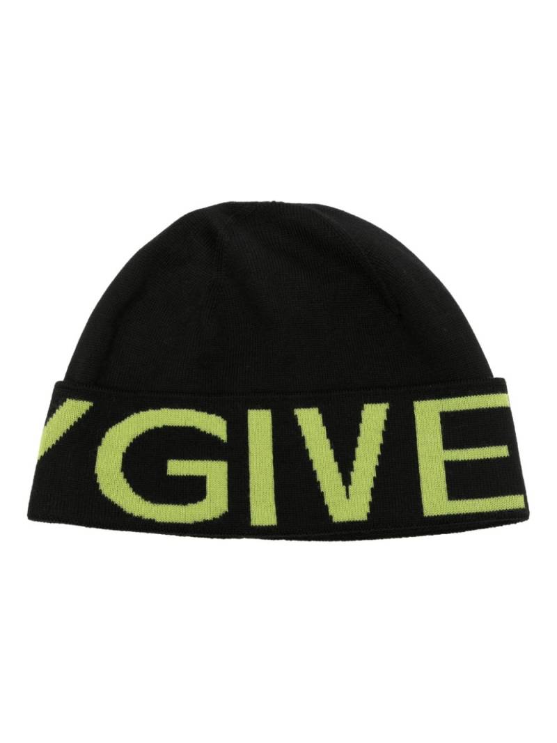 Givenchy logo intarsia-knit wool beanie - Black von Givenchy