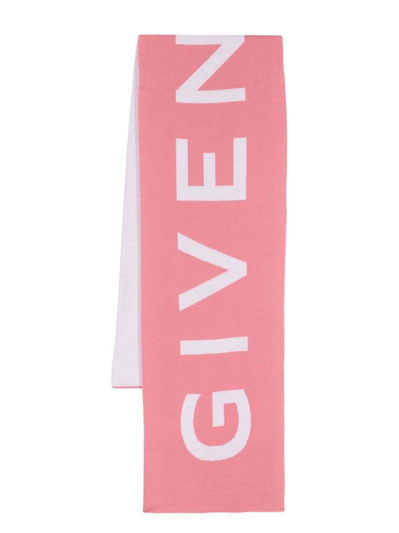 Givenchy logo-intarsia wool scarf - Pink von Givenchy