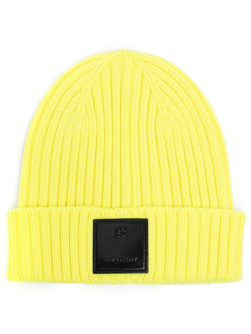 Givenchy logo-patch wool beanie - Yellow von Givenchy