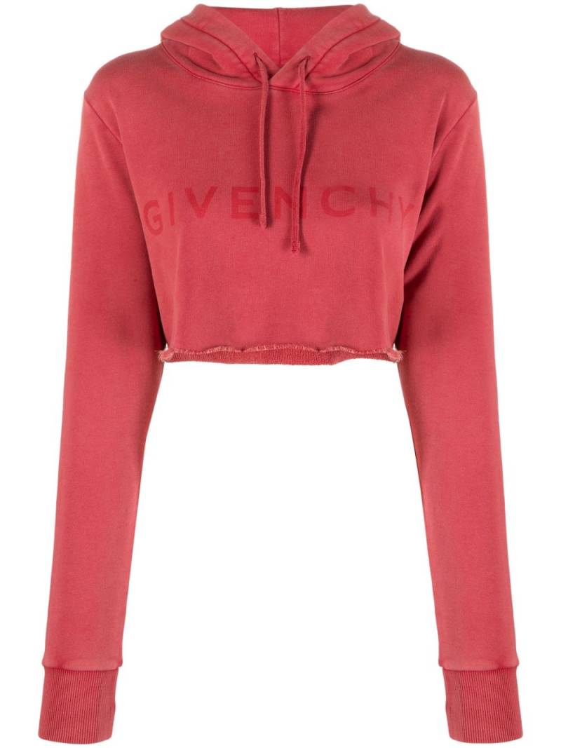 Givenchy logo-print cropped hoodie - Red von Givenchy