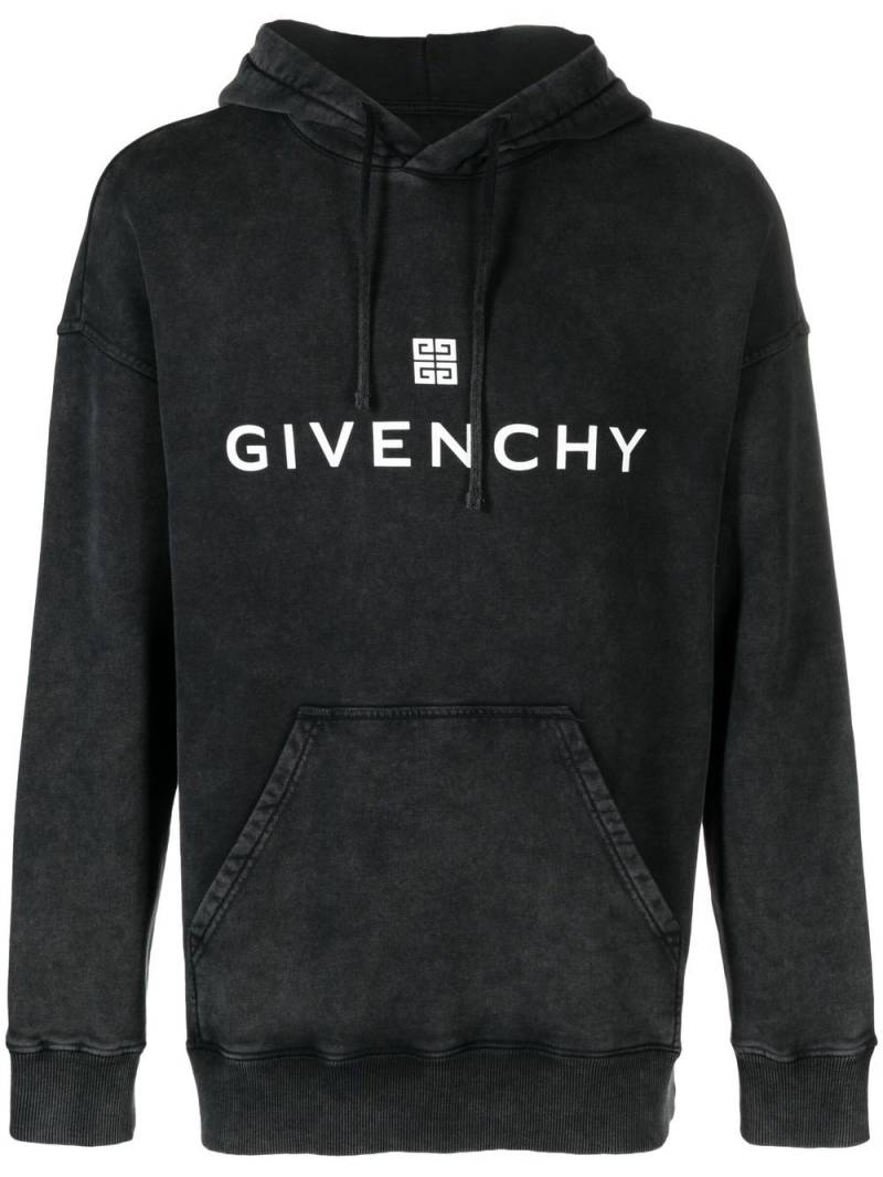 Givenchy logo-print fleece hoodie - Grey von Givenchy