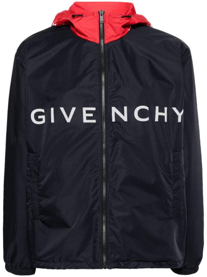 Givenchy logo-print hooded jacket - Blue von Givenchy