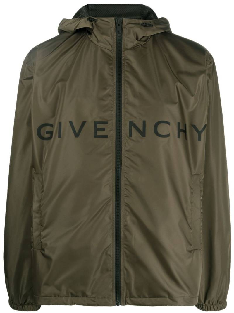 Givenchy logo-print hooded jacket - Green von Givenchy