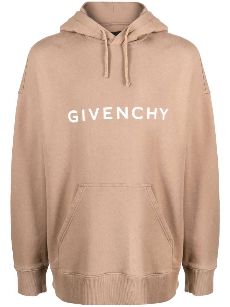 Givenchy logo-print jersey hoodie - Brown von Givenchy