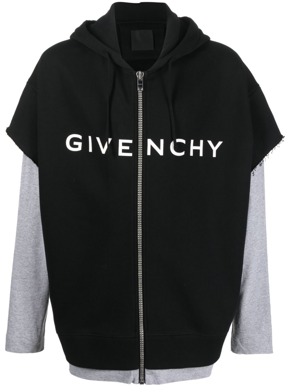 Givenchy logo-print layered hoodie - Black von Givenchy