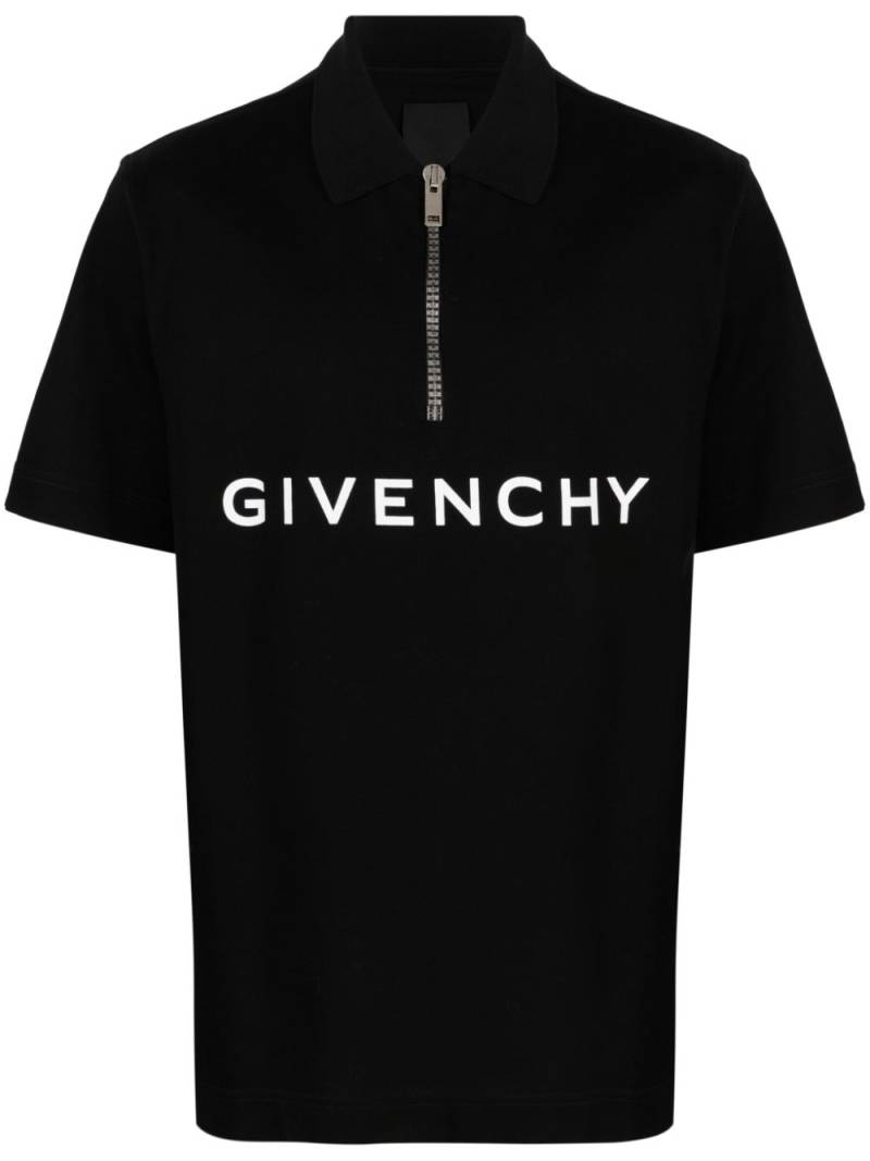 Givenchy logo-print short-zip polo shirt - Black von Givenchy