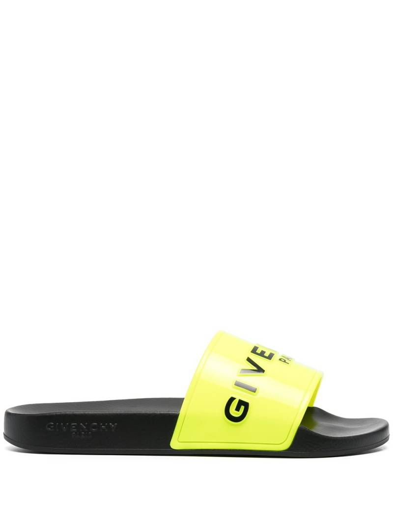 Givenchy logo-print sliders - Yellow von Givenchy