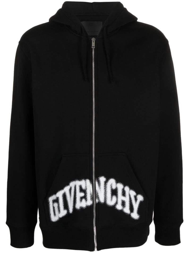 Givenchy rhinestone-embellished logo-print hoodie - Black von Givenchy