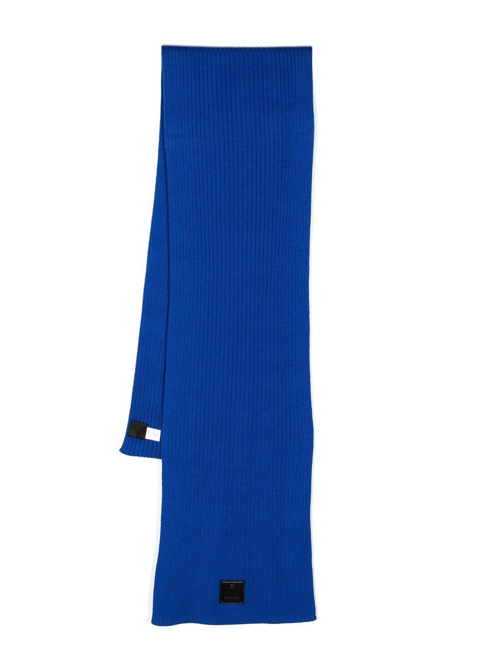 Givenchy ribbed logo-patch scarf - Blue von Givenchy