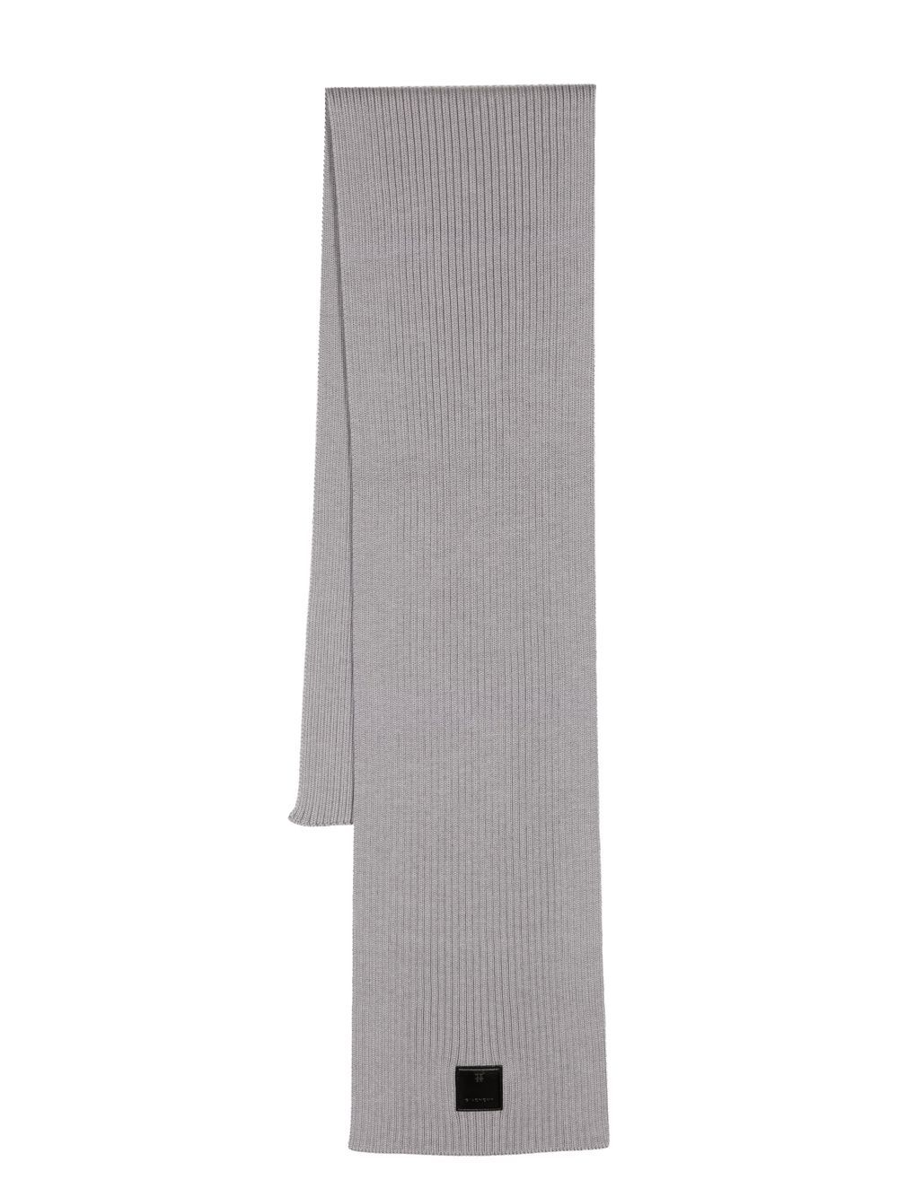 Givenchy ribbed logo-patch scarf - Grey von Givenchy