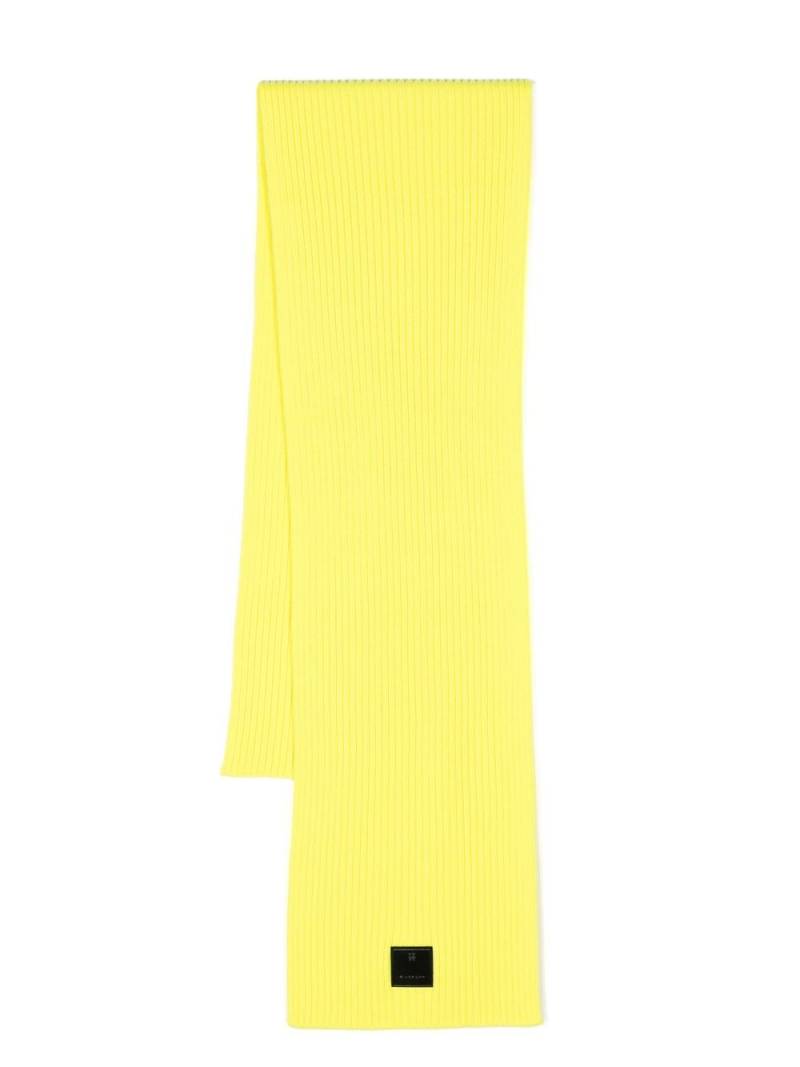 Givenchy ribbed logo-patch scarf - Yellow von Givenchy